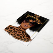 Leopard Skin Afro Geburtstagsparty Folieneinladung (Gedreht)