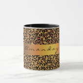 Leopard Skin Black Honey Gold Streifen Name Coffe Tasse (Zentrum)
