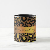 Leopard Skin Black Honey Gold Streifen Name Glam Tasse (Zentrum)