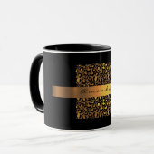 Leopard Skin Black Honey Gold Streifen Name Safari Tasse (Vorderseite Links)