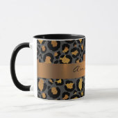 Leopard Skin Black Honey Gold Stripname Custom Tasse (Links)