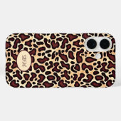 Leopard Skin Brown Cream Muster Mit Monogramm - Case-Mate iPhone Hülle (Rückseite (Horizontal))