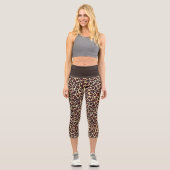 Leopard Skin Brown Cream Pattern - Capri Leggings (Vorderseite)