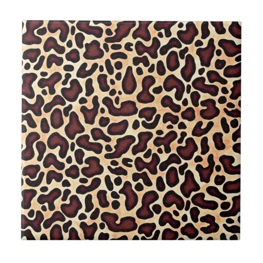 Leopard Skin Brown Cream Pattern - Fliese (Vorderseite)