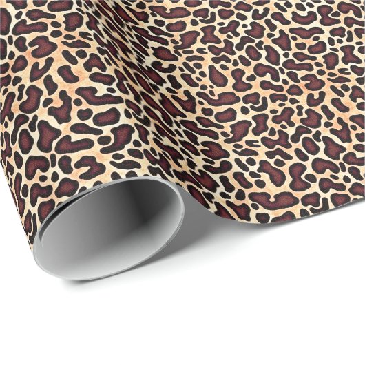 Leopard Skin Brown Cream Pattern - Geschenkpapier (Rolleneckpunkt)