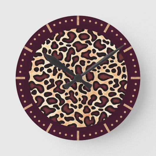 Leopard Skin Brown Cream Pattern - Runde Wanduhr (Vorderseite)