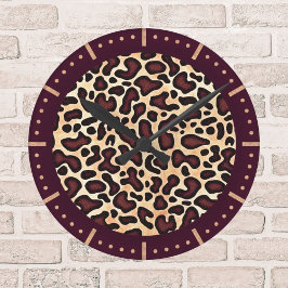 Leopard Skin Brown Cream Pattern - Runde Wanduhr