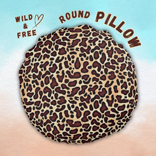 Leopard Skin Brown Cream Pattern - Rundes Kissen