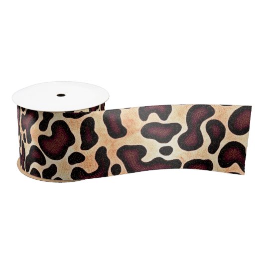 Leopard Skin Brown Cream Pattern - Satinband (Spule)