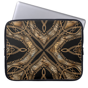 Leopard Skin & Chain Juwelen Laptopschutzhülle