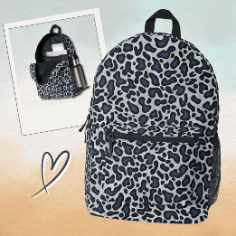 Leopard Skin Denim Grey Blue Pattern -  Bedruckter Rucksack