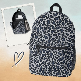 Leopard Skin Denim Grey Blue Pattern -  Bedruckter Rucksack