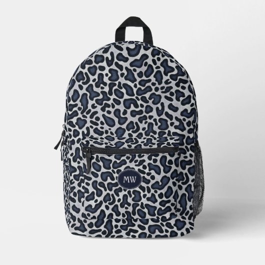 Leopard Skin Denim Grey Blue Pattern - Printed Ba Bedruckter Rucksack (Vorderseite)