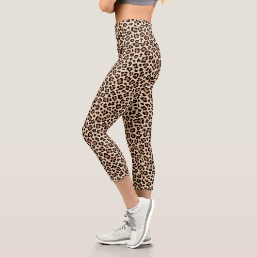 Leopard Skin Fur Muster Capri Leggings (Links)
