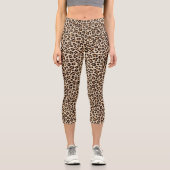 Leopard Skin Fur Muster Capri Leggings (Vorderseite)