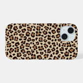 Leopard Skin Fur Muster iPhone 15 Hülle (Rückseite (Horizontal))