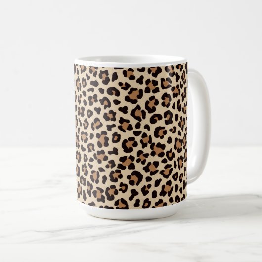 Leopard Skin Fur Muster Kaffeetasse (VorderseiteRechts)