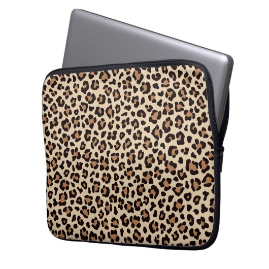 Leopard Skin Fur Muster Laptopschutzhülle (Vorderseite Links)