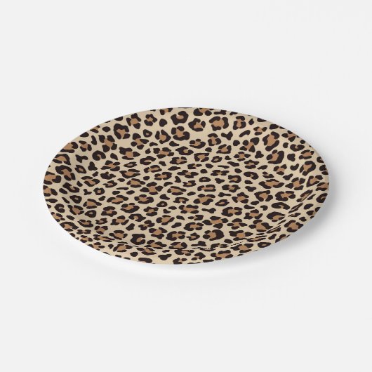 Leopard Skin Fur Muster Pappteller (Schrägansicht)