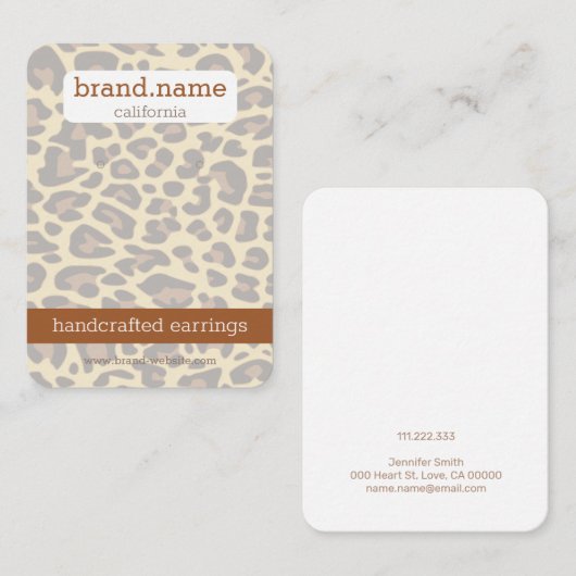Leopard Skin Handmade Schmuckstücke Display Holder Visitenkarte (Vorne/Hinten)