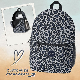 Leopard Skin Jeansstoff Grau Blau Muster -  Gedruc Bedruckter Rucksack