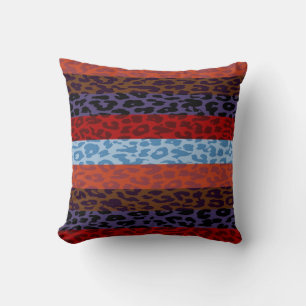 Leopard Skin Mehrfarbig Streifenmuster 3 Kissen