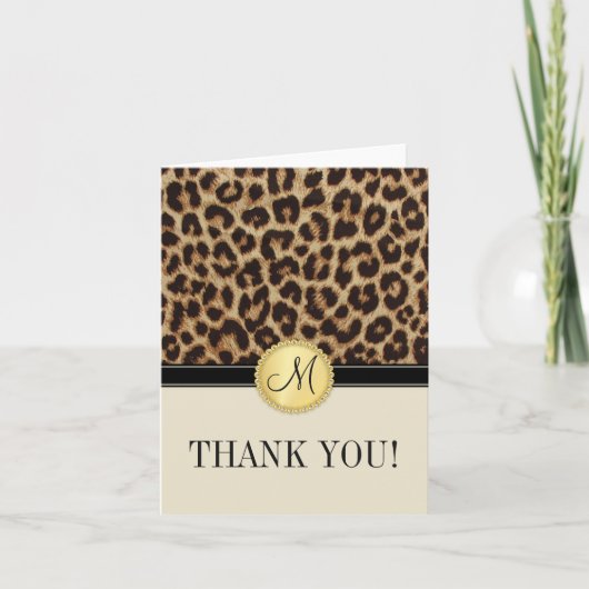 Leopard Skin Monogram Thank You Cards Dankeskarte (Vorderseite)