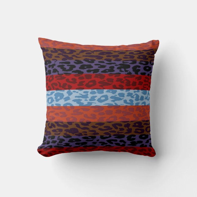 Leopard Skin Multicolor Stripe Muster 3 Kissen (Vorderseite)