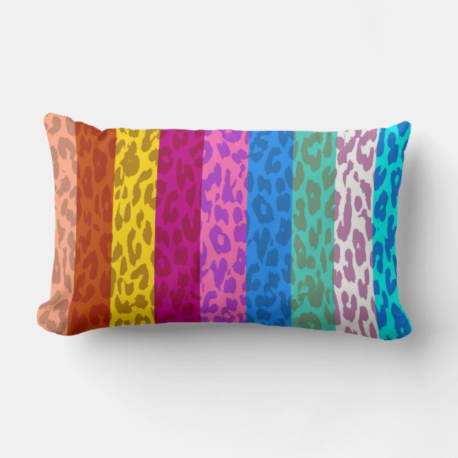 Leopard Skin Multicolor Stripmuster 2 Lendenkissen (Vorderseite)