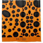 Leopard-Skin Orange Black Abstrakt Safari Muster Duschvorhang (Vorderseite)