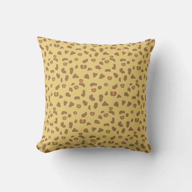 Leopard Skin Pattern auf Braun & Golden Beige Kissen (Vorderseite)