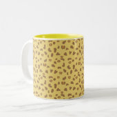 Leopard Skin Pattern auf Braun & Golden Beige Zweifarbige Tasse (Vorderseite Links)