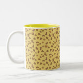 Leopard Skin Pattern auf Braun & Golden Beige Zweifarbige Tasse (Links)