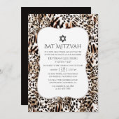 Leopard Skin Pattern Bat Mitzvah Einladung (Vorne/Hinten)