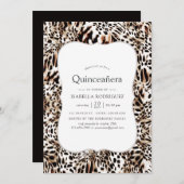 Leopard Skin Pattern Quinceanera Einladung (Vorne/Hinten)