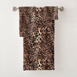 Leopard Skin Print Badhandtuch Set