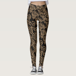 Leopard Skin Print Black and Brown Leggings
