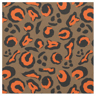 Leopard Skin Print Brown Orange Black Camouflage Stoff