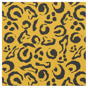 Leopard Skin Print Mustard Yellow Black Camouflage Stoff