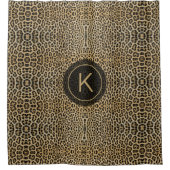 Leopard Skin Print Pattern Initial Personalisiert Duschvorhang (Vorderseite)