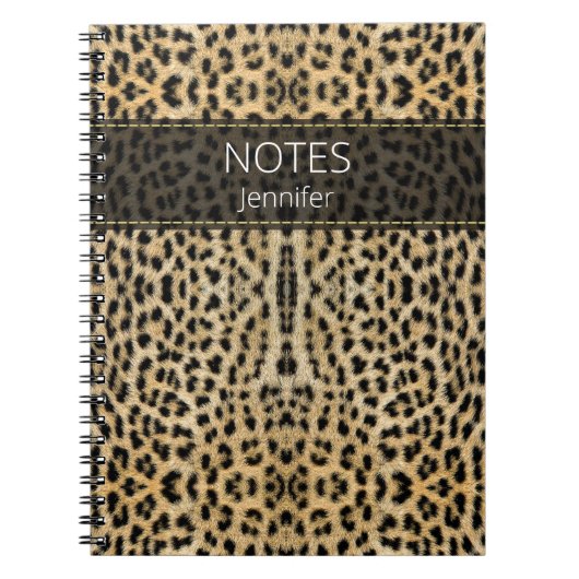 Leopard Skin Print Pattername Personalisiert Notizblock (Vorderseite)