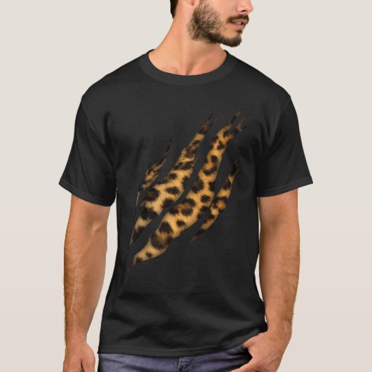 Leopard Skin Print Torn Claw T-Shirt (Vorderseite)