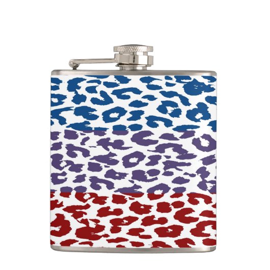 Leopard-Skin Retro-Streifen Muster Flachmann (Vorderseite)