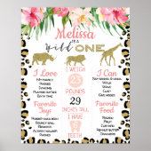 Leopard Skin Safari 1st Birthday Milestone Poster (Vorne)
