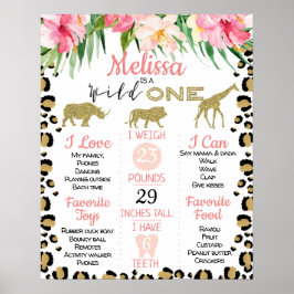 Leopard Skin Safari 1st Birthday Milestone Poster