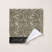 Leopard-Skin und Gold-Glitzer Badhandtuch Set (Waschlappen)
