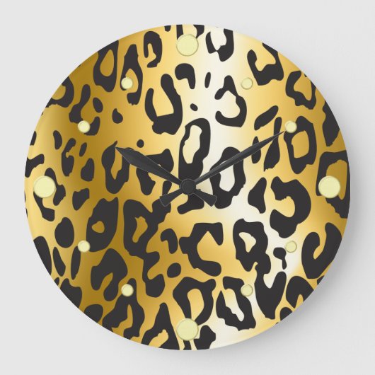 Leopard Skin Wall Clock Große Wanduhr (Vorderseite)