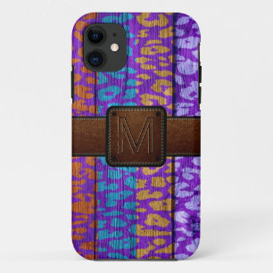 Leopard Skin Wood Brown Leather Look iPhone 11 Hülle
