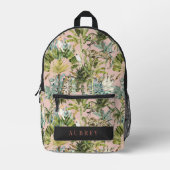 Leopard Sloth Tropical Birds Jungle Bedruckter Rucksack (Vorderseite)