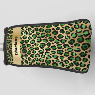 Leopard Smaragdgrün Gold Gepard Muster Name Golf Headcover
